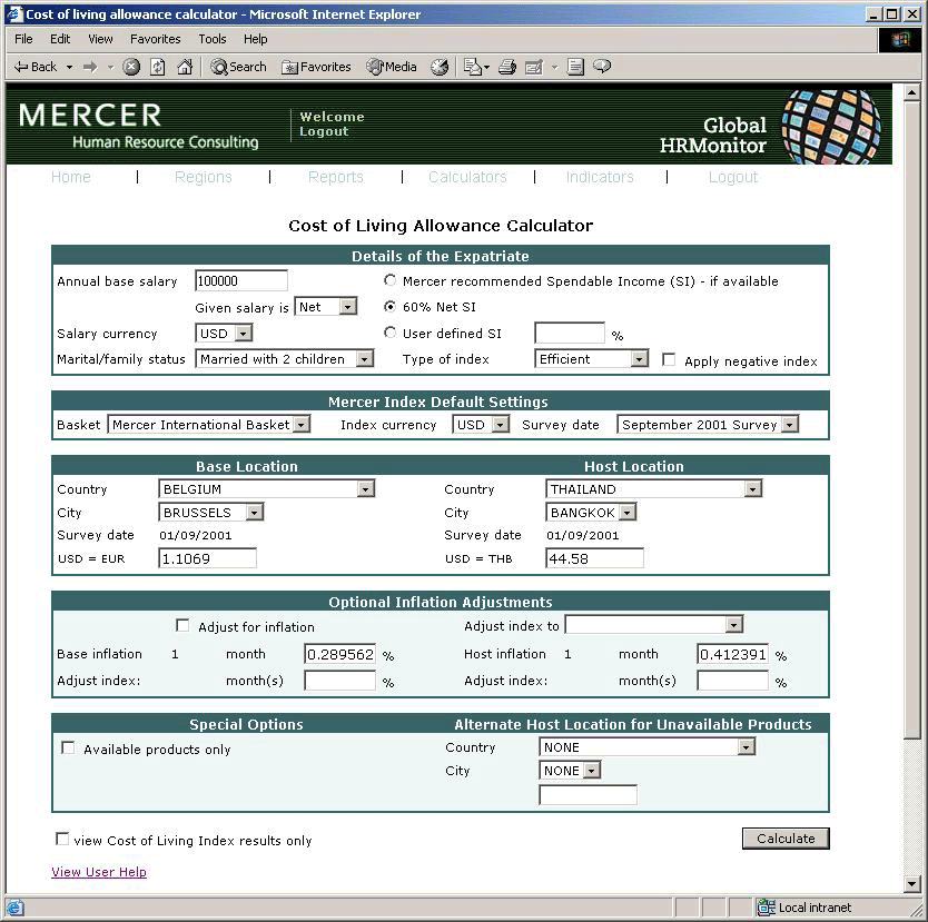 Overseas Cola Pay Calculator